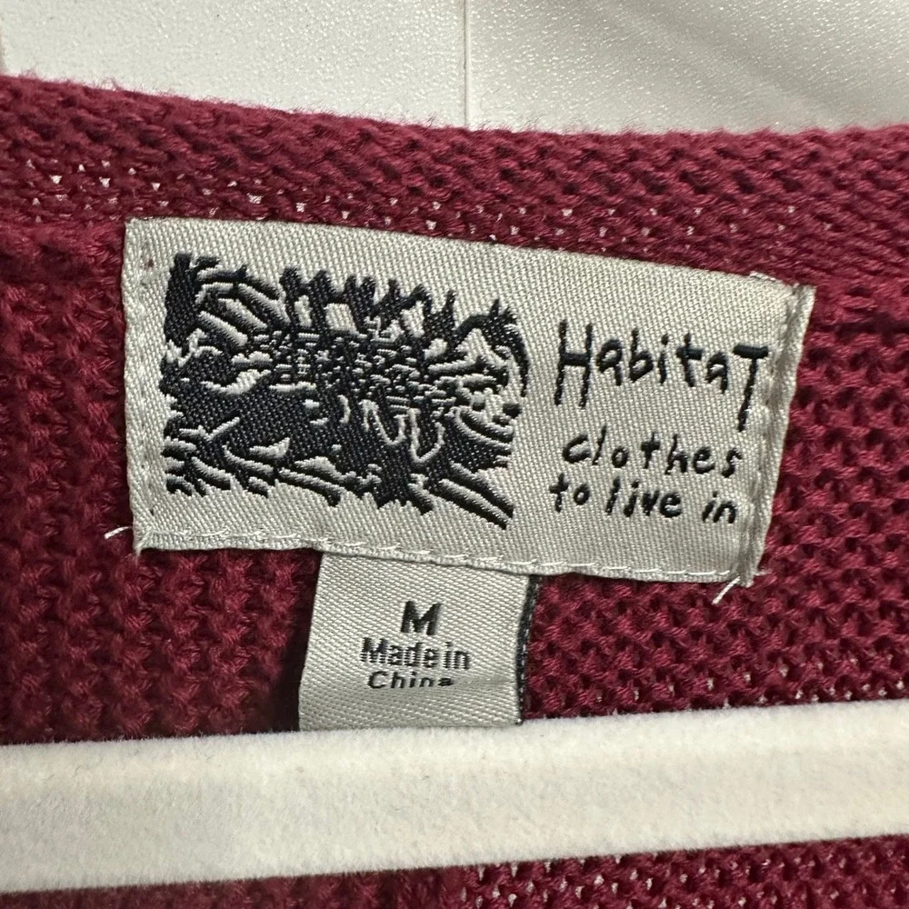 Habitat Clothes To Live In Sweater Womens M Red V-Neck Knit Pocket Asymmetrical